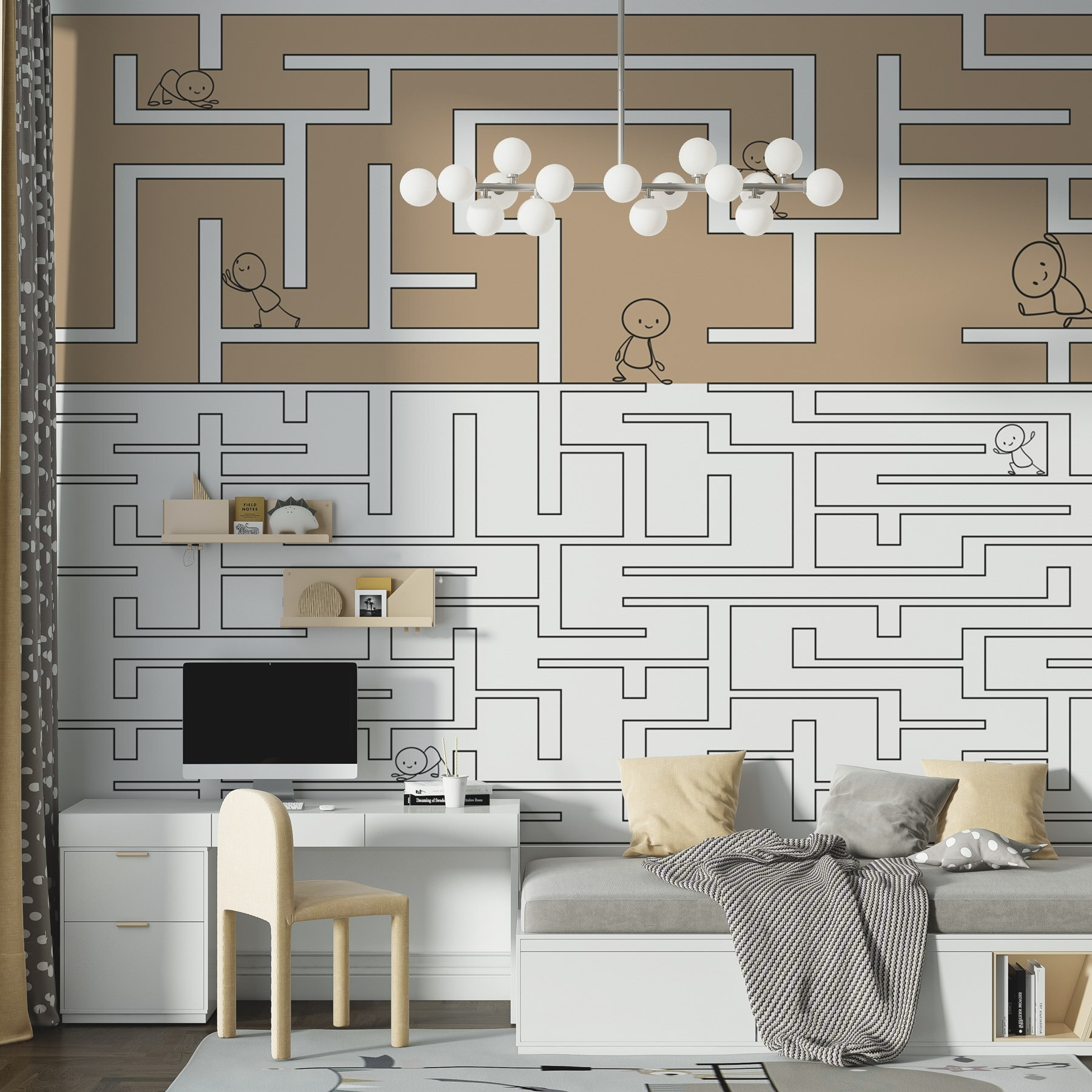 Maze game with people walking on the wall Maze game with people walking on the wall