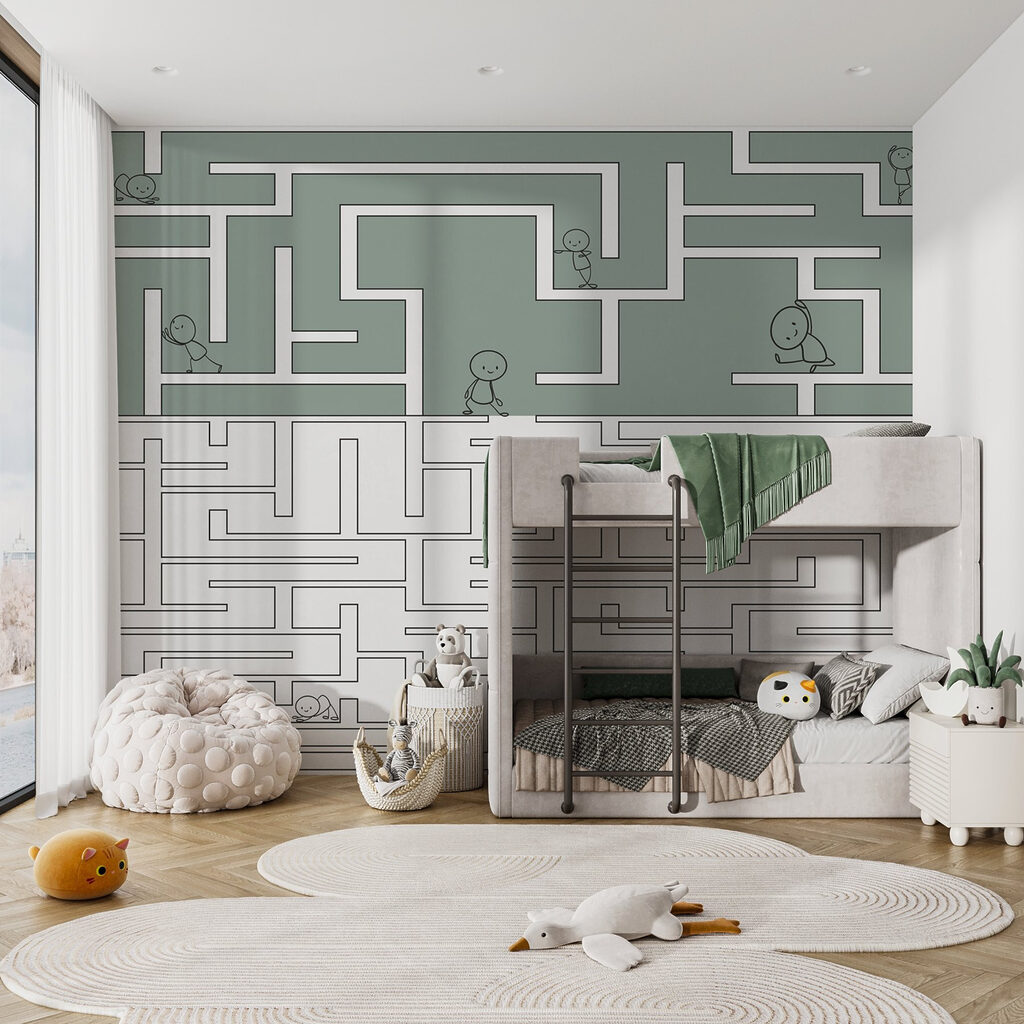 Maze game with cartoon people walking through the maze Maze game with cartoon people walking through the maze