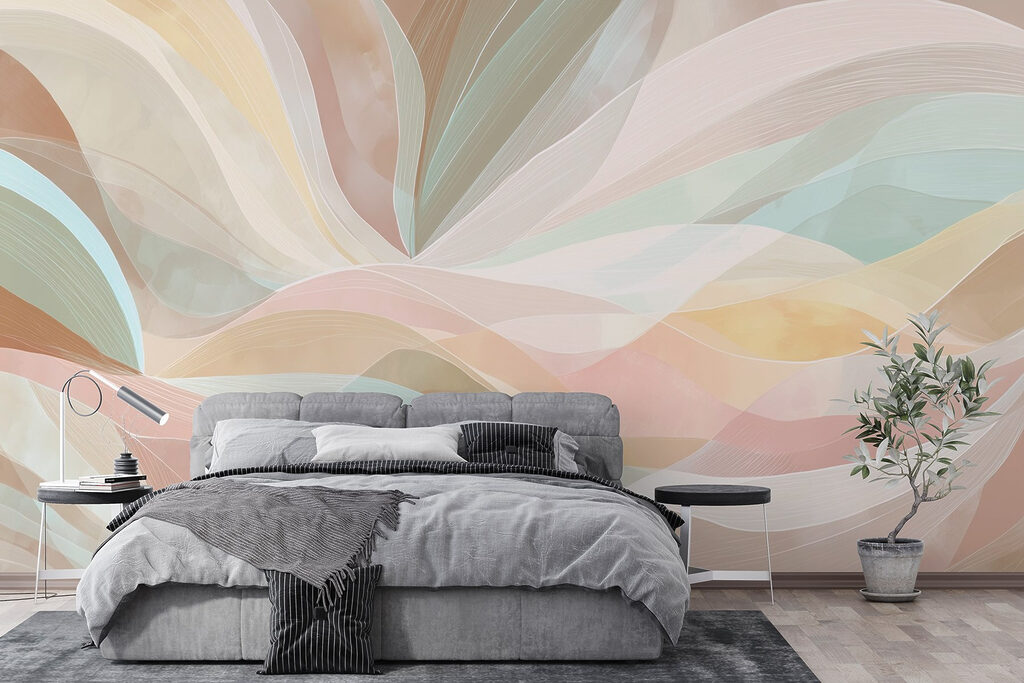 Colorful swirly lines on a brown background