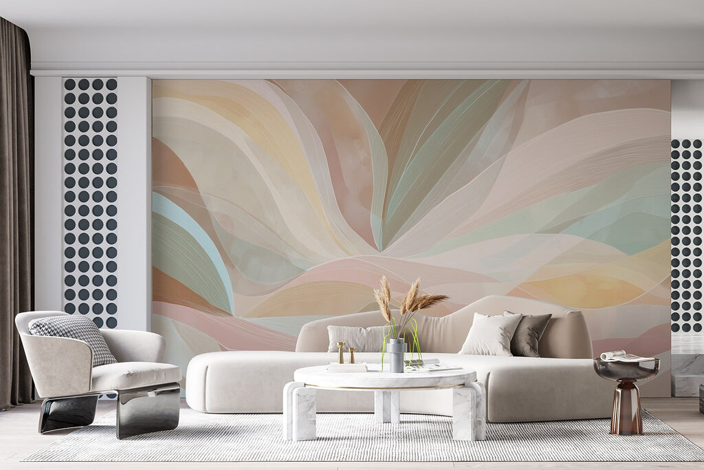 Colorful swirly lines on a brown background