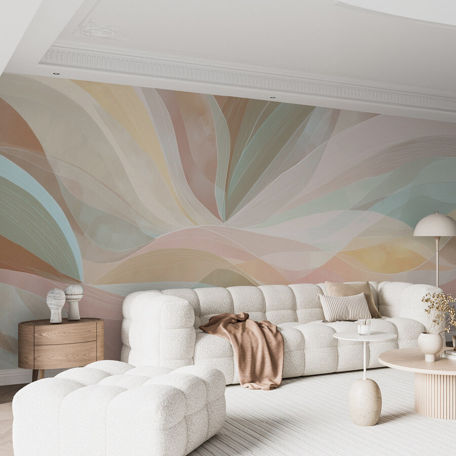 Lignes colorées et tourbillonnantes sur fond brun