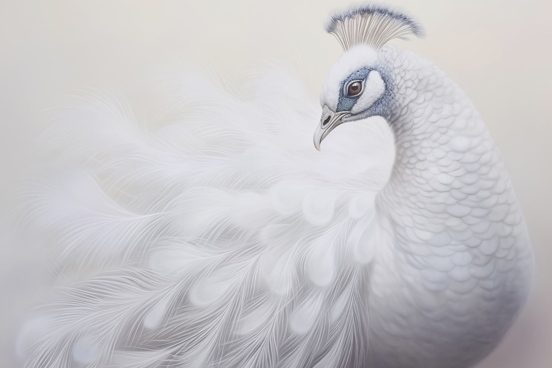 White peacock with blue eyes White peacock with blue eyes