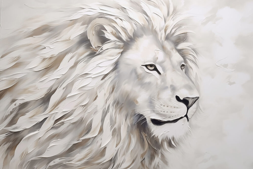Lion blanc à poils longs Lion blanc à poils longs