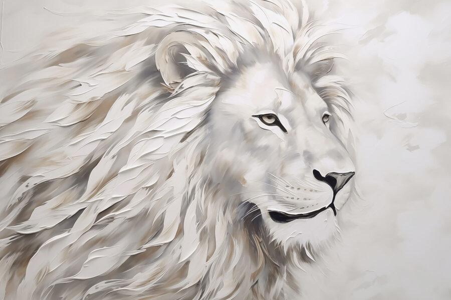 Lion blanc à poils longs