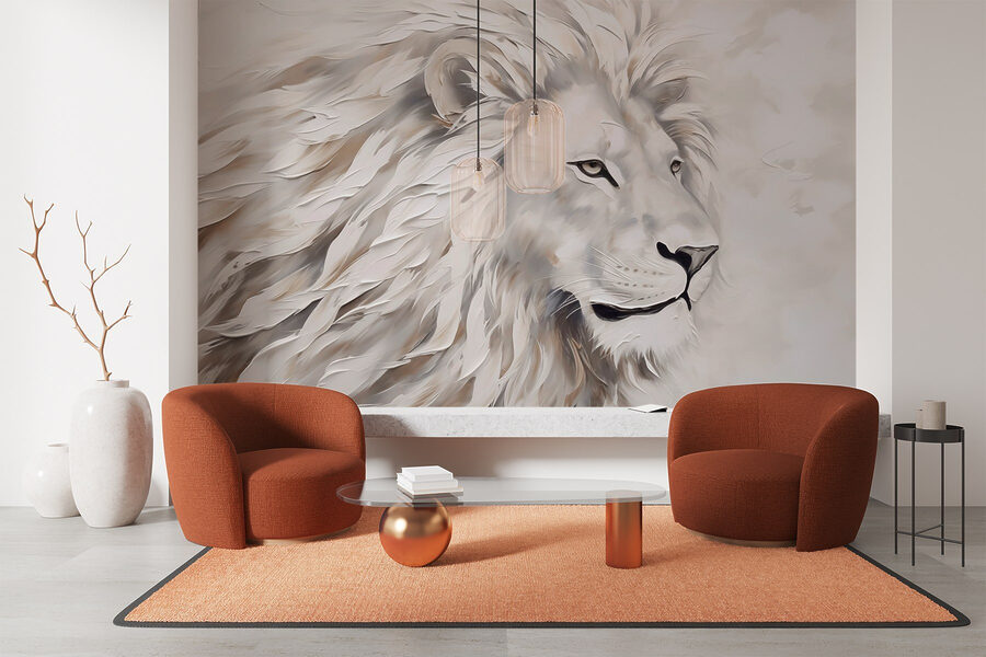 Lion blanc à poils longs