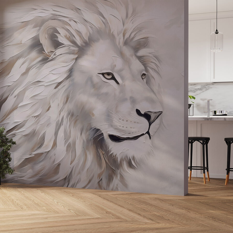 Lion blanc à poils longs
