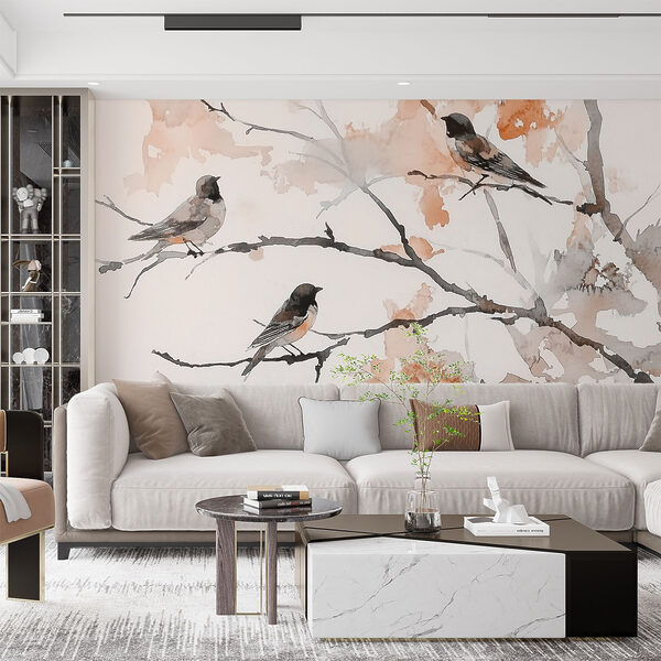 Groupe d'oiseaux assis sur une branche d'arbre Groupe d'oiseaux assis sur une branche d'arbre