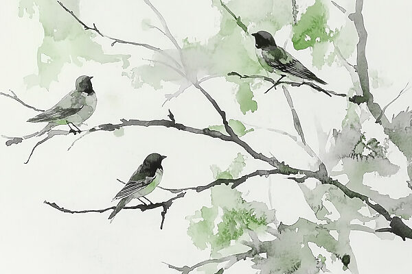 Groupe d'oiseaux assis sur une branche d'arbre Groupe d'oiseaux assis sur une branche d'arbre