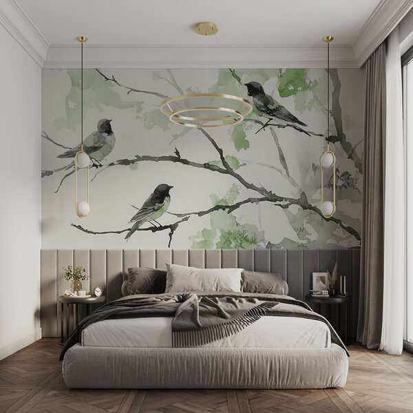 Groupe d'oiseaux assis sur une branche d'arbre Groupe d'oiseaux assis sur une branche d'arbre