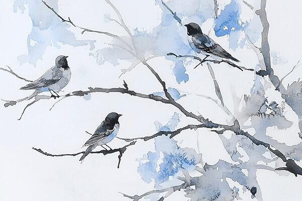 Groupe d'oiseaux sur une branche d'arbre Groupe d'oiseaux sur une branche d'arbre