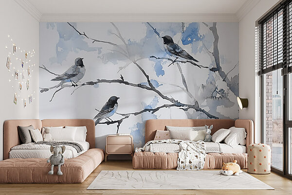Groupe d'oiseaux sur une branche d'arbre Groupe d'oiseaux sur une branche d'arbre