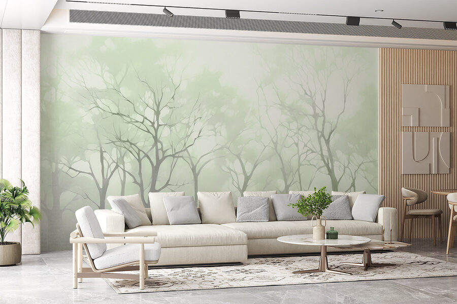 Groupe d'arbres dans le brouillard