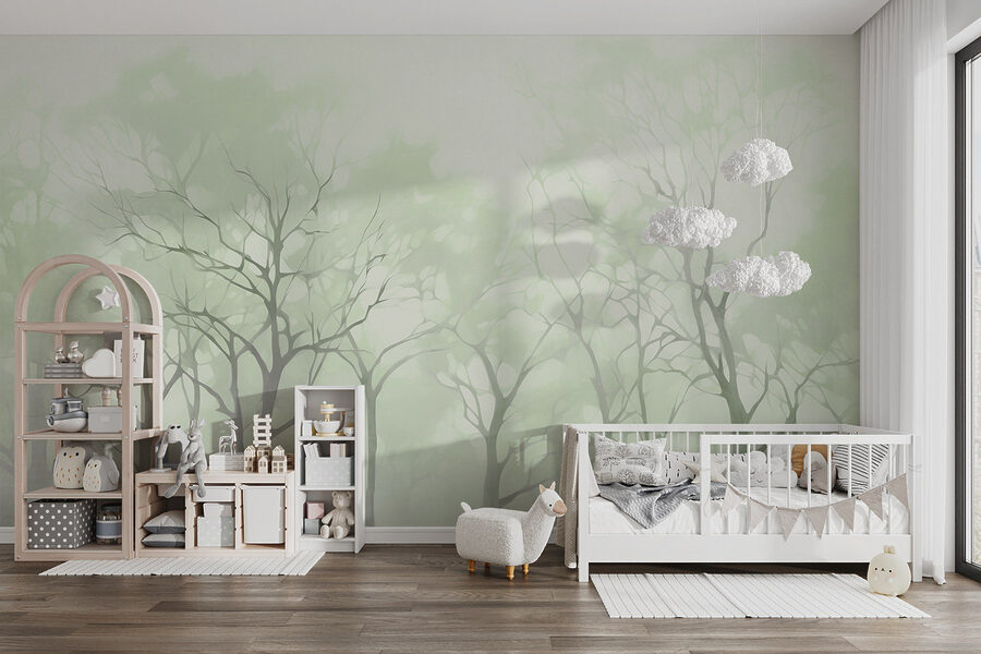 Groupe d'arbres dans le brouillard