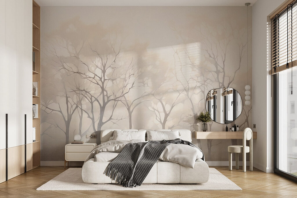 Group of trees in fog Group of trees in fog