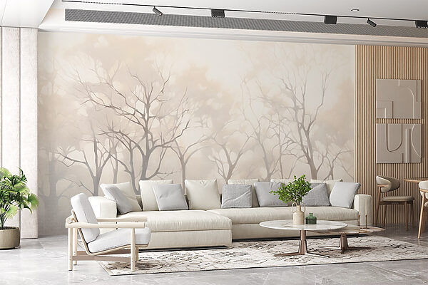 Group of trees in fog Group of trees in fog