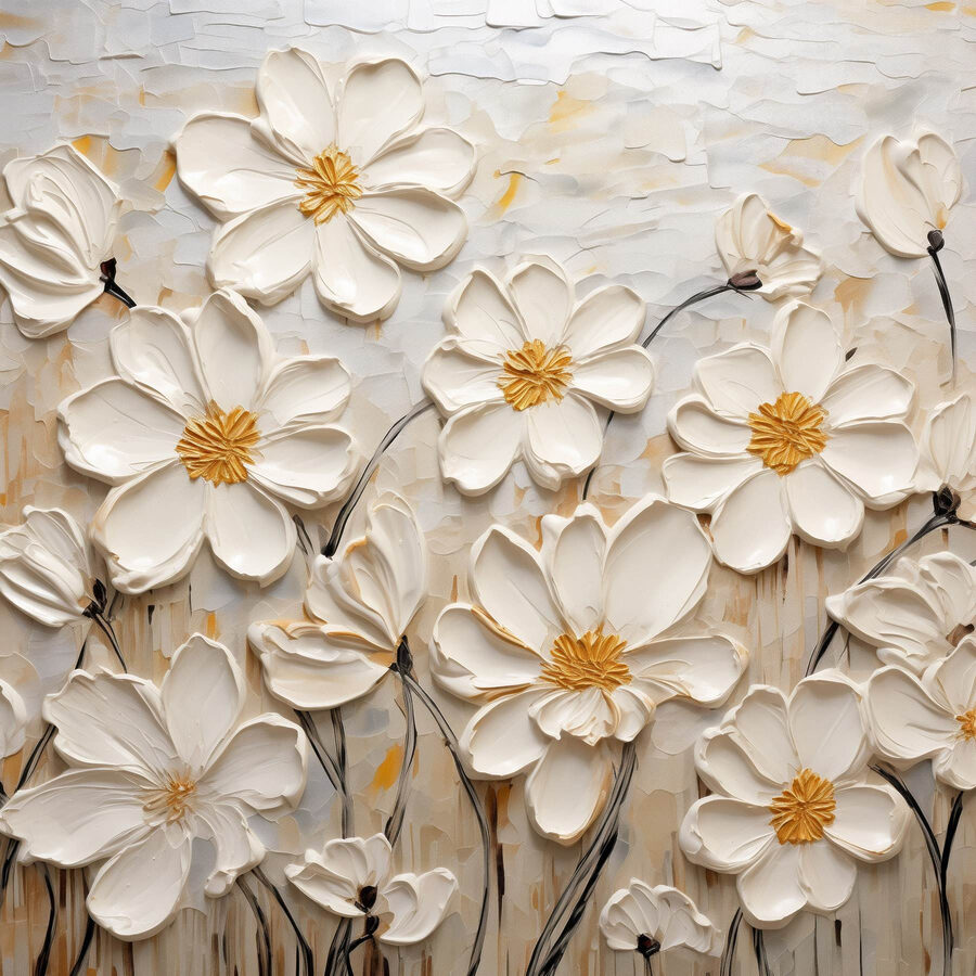 Peinture de fleurs blanches