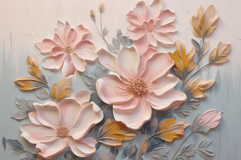 Painting of flowers and leaves