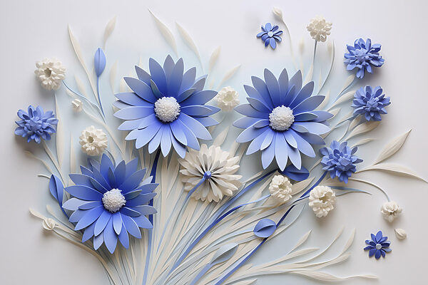Blue and white paper flowers Blue and white paper flowers