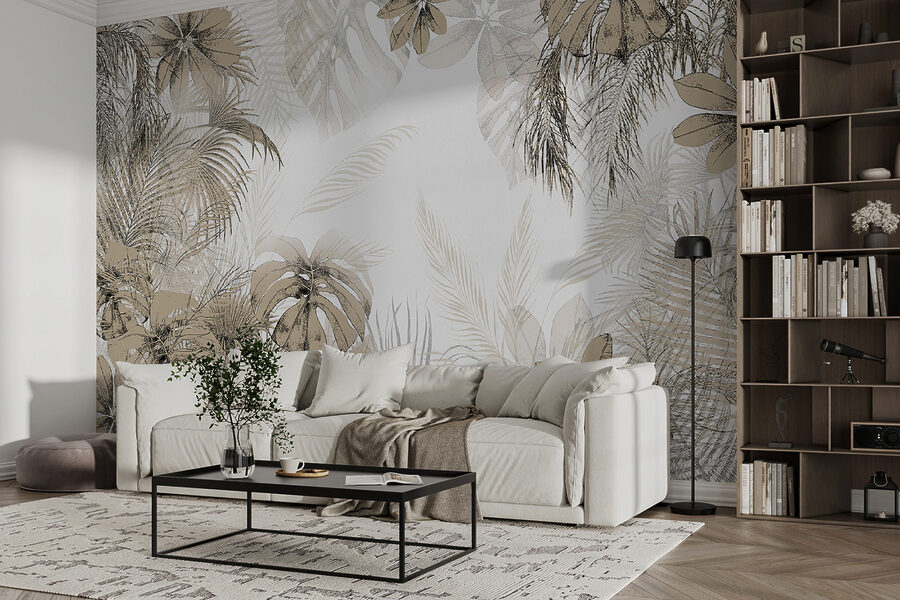 Feuilles tropicales dans des tons neutres et doux