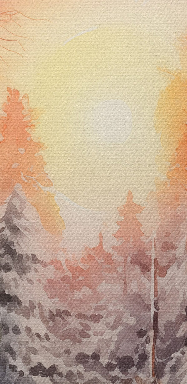 Aquarelle d'une forêt enneigée Aquarelle d'une forêt enneigée