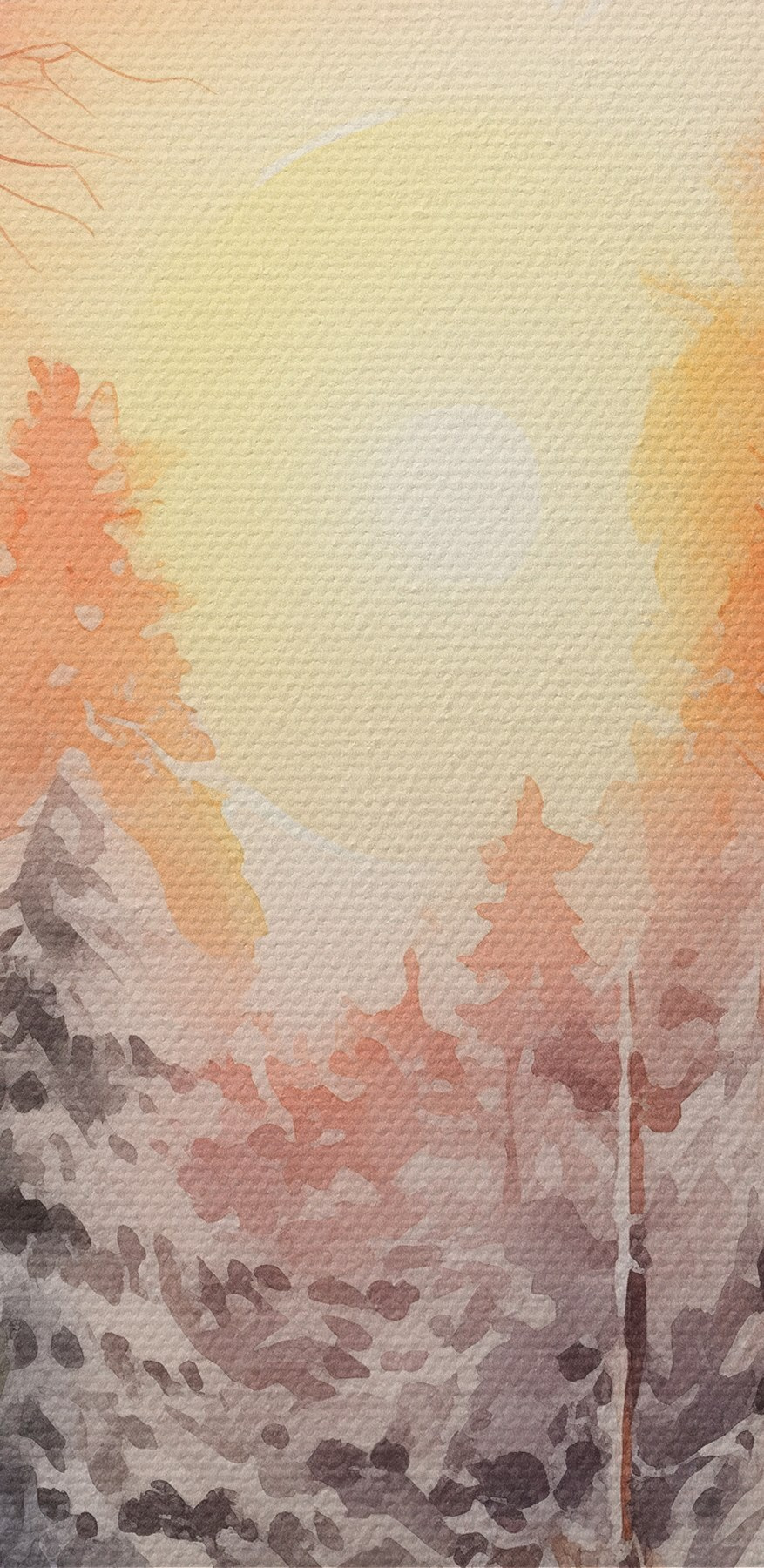 Aquarelle d'une forêt enneigée