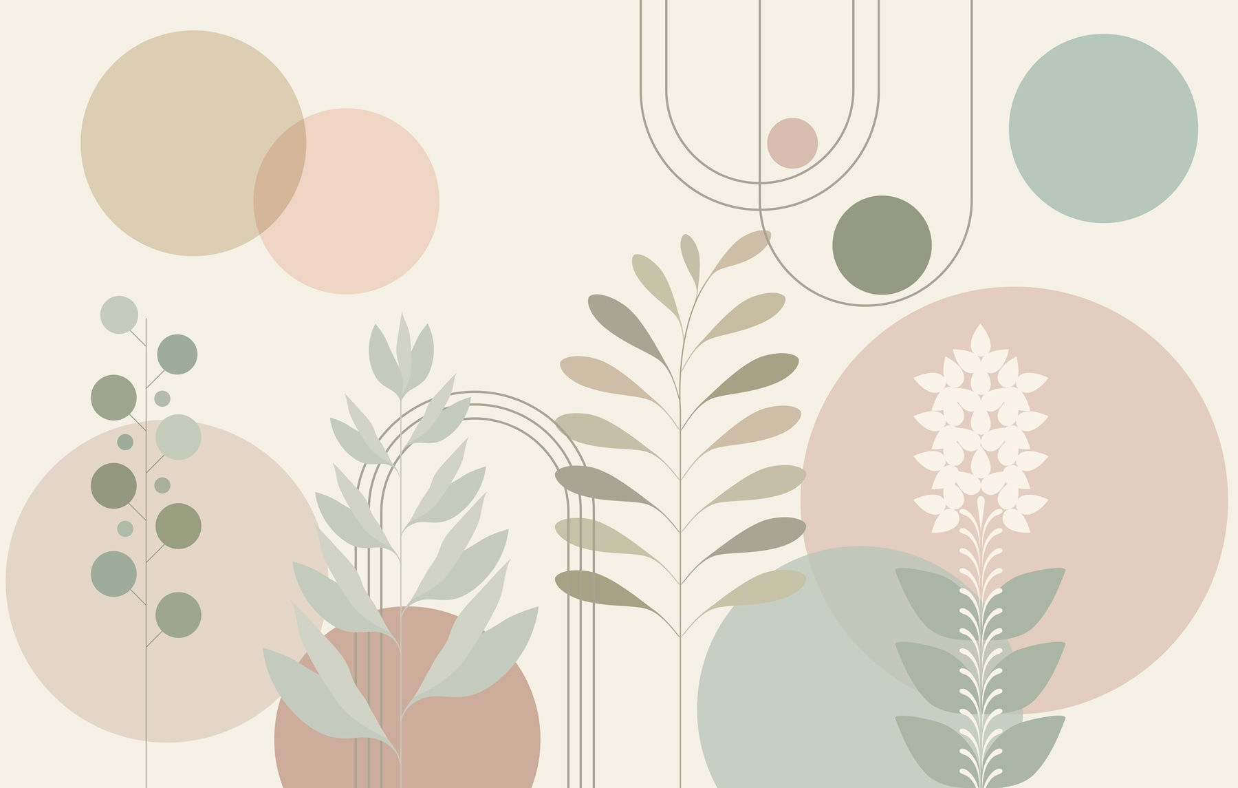 Abstract botanical design with soft colors