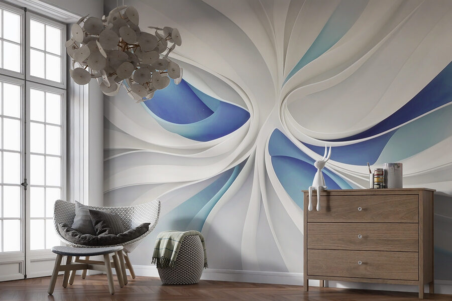 Tourbillons blancs et bleus