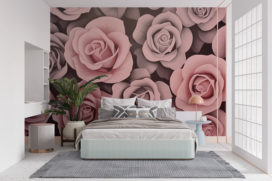 Groupe de roses roses