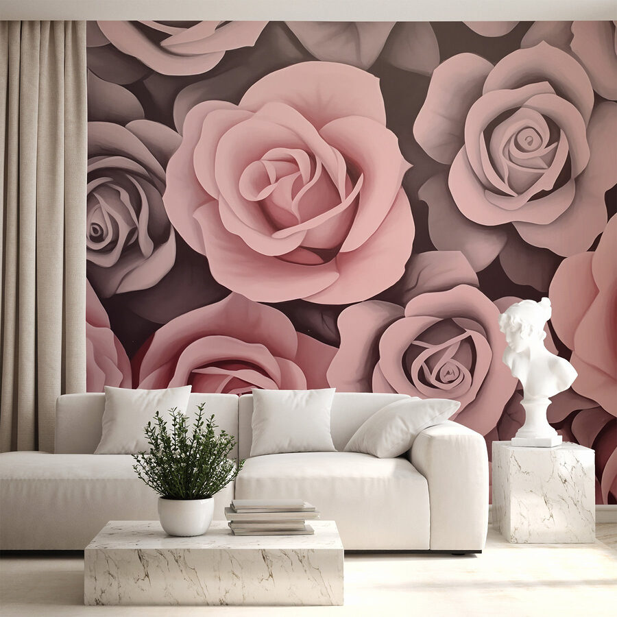 Groupe de roses roses