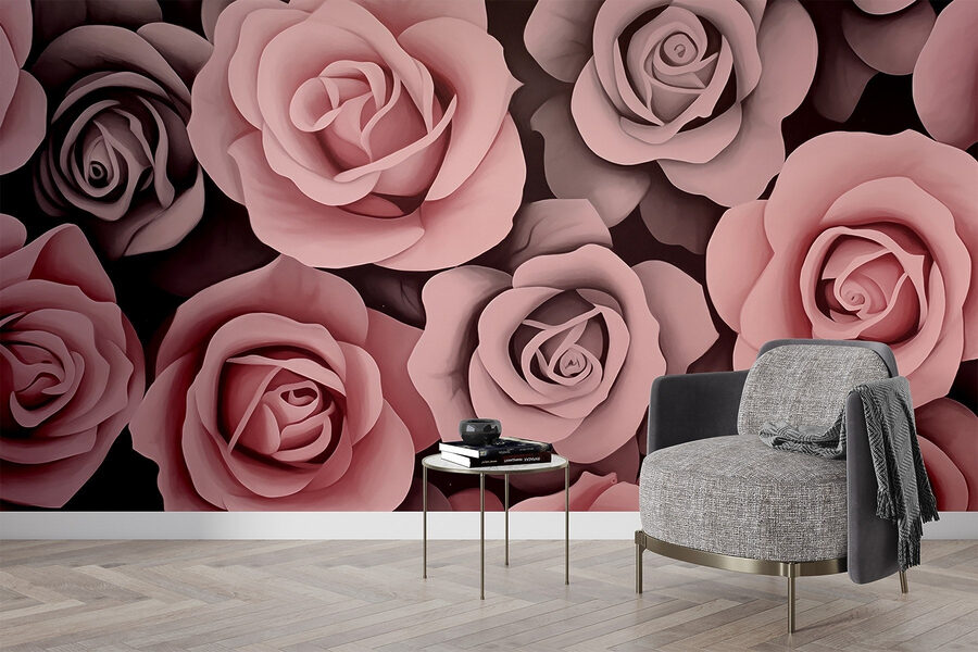 Groupe de roses roses