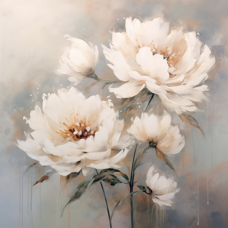 Peinture de fleurs blanches