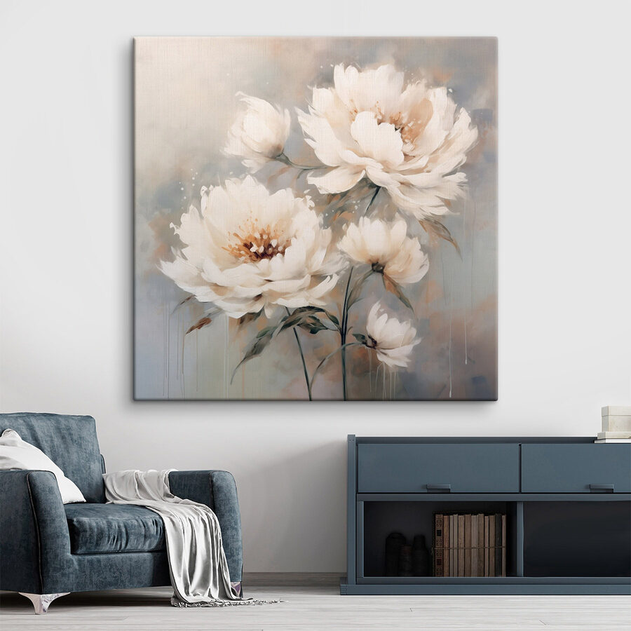 Peinture de fleurs blanches