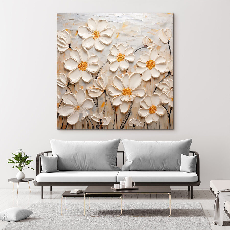 Peinture de fleurs blanches