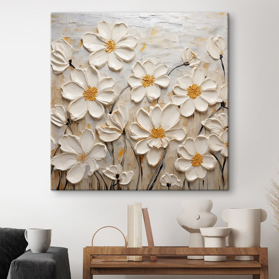 Peinture de fleurs blanches