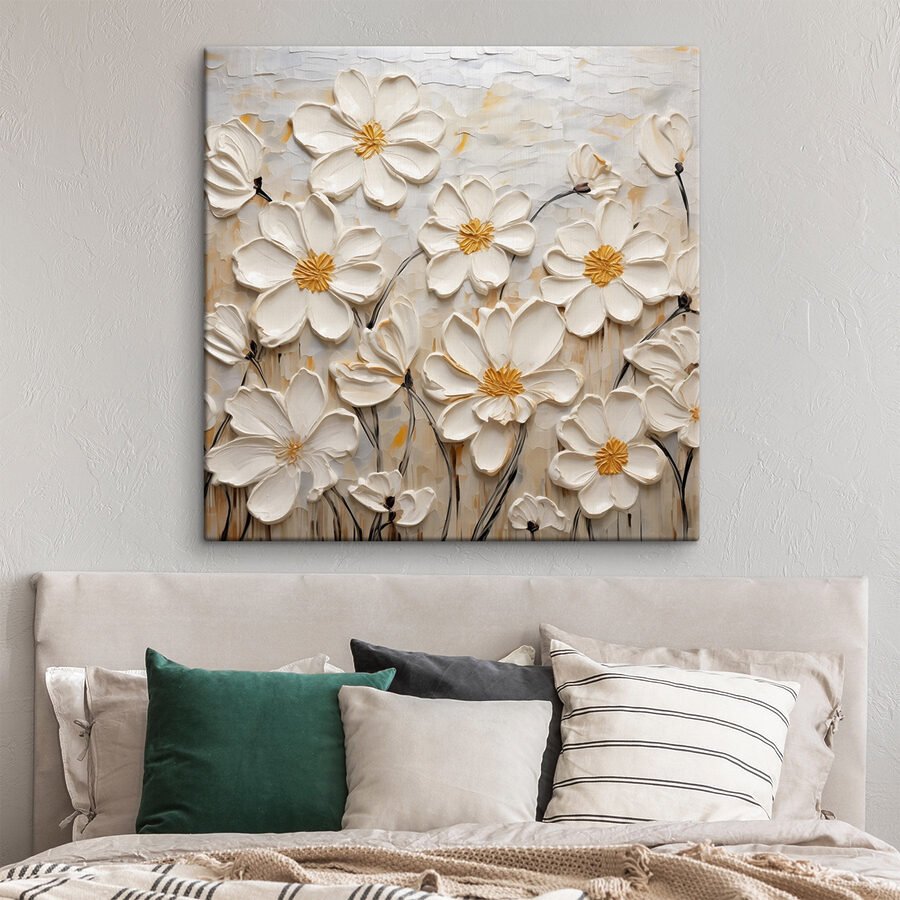 Peinture de fleurs blanches