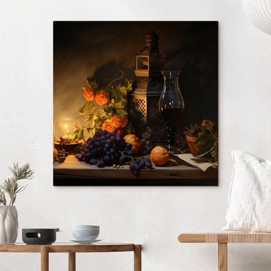 Nature morte avec des fruits et une bougie