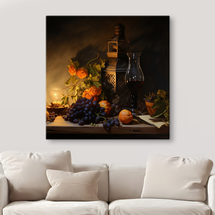 Nature morte avec des fruits et une bougie