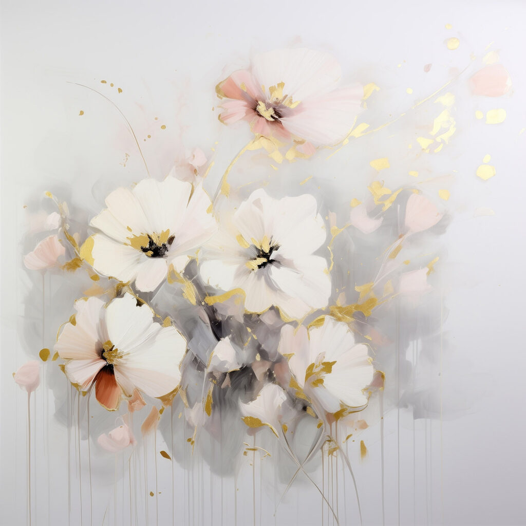 Painting of flowers on a white surface