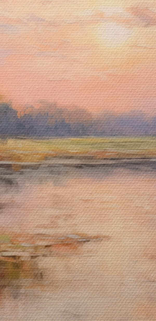 Peinture d'un lac avec des fleurs Peinture d'un lac avec des fleurs