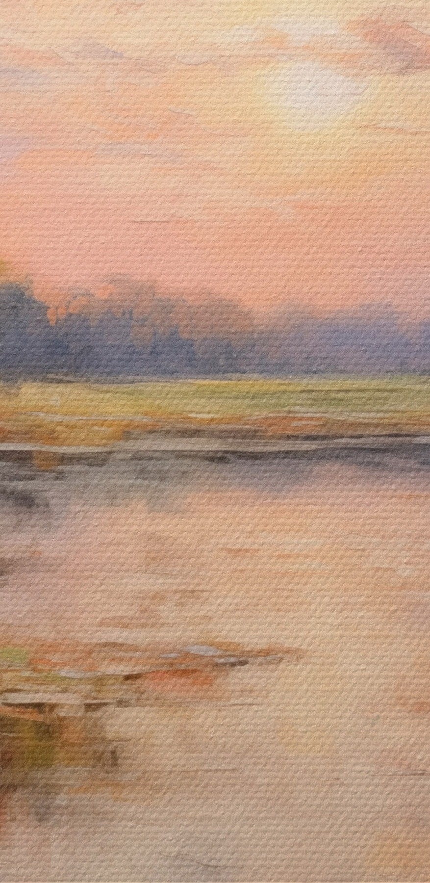 Peinture d'un lac avec des fleurs