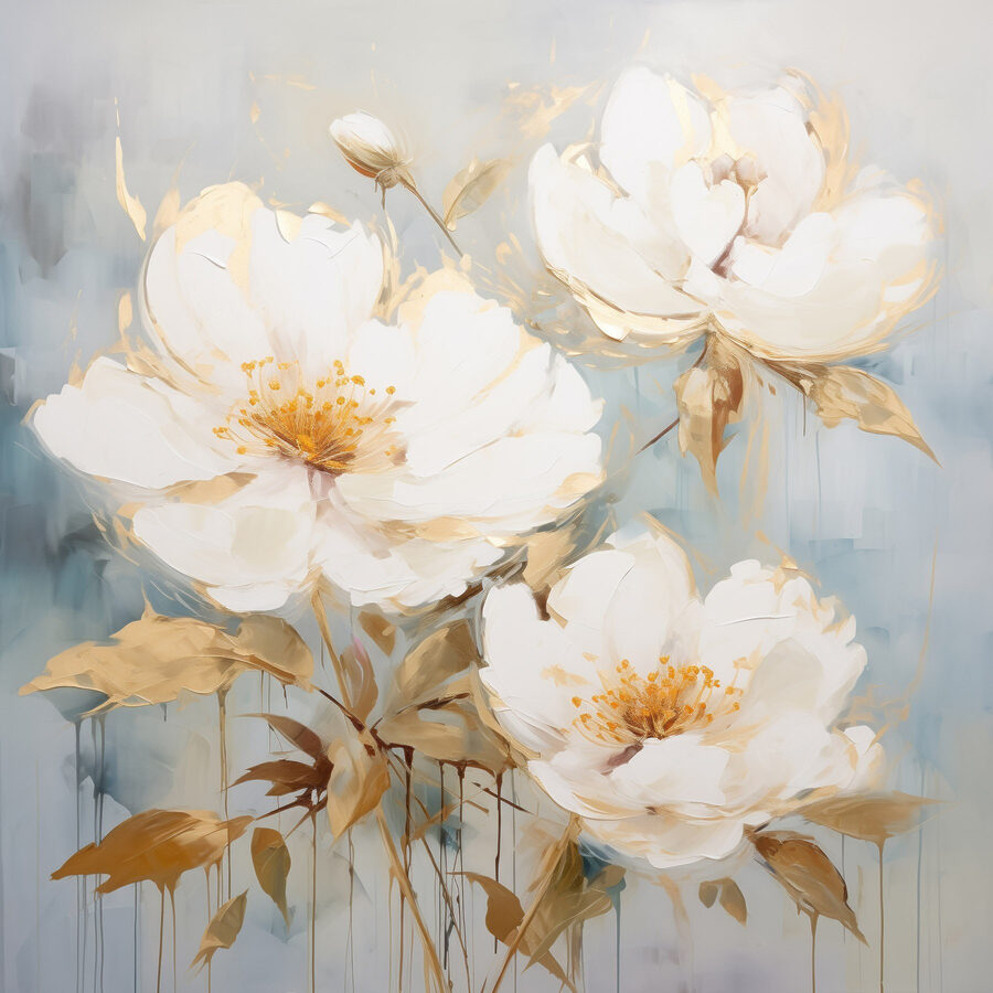 Peinture de fleurs blanches