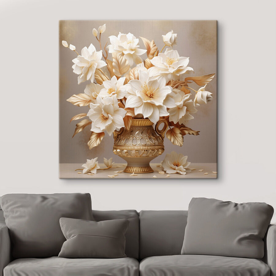 Vase avec fleurs blanches