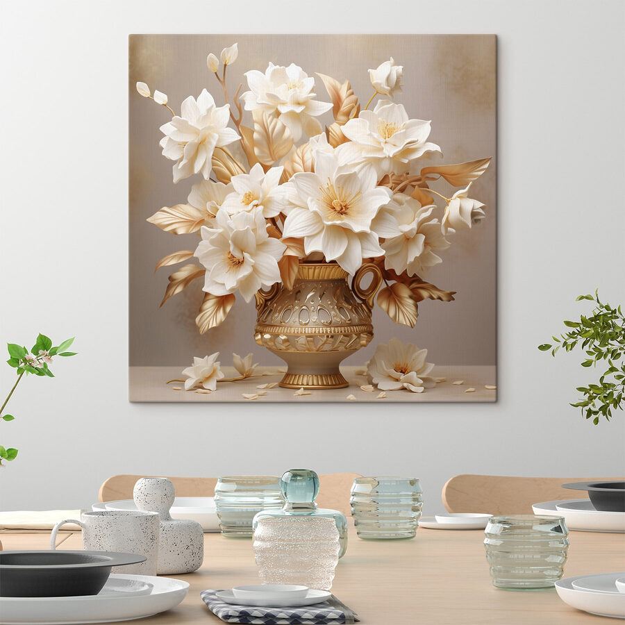 Vase avec fleurs blanches