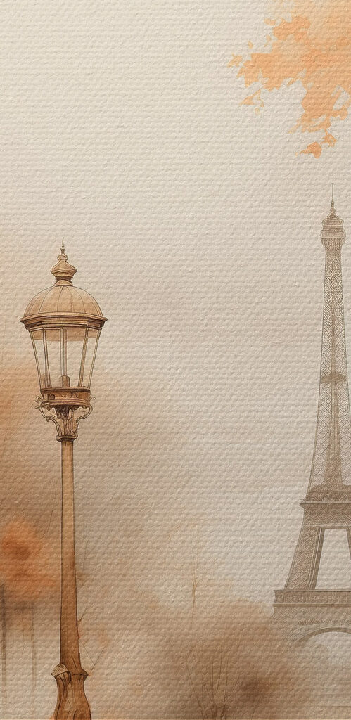 Street lamp and trees with a tower in the background Street lamp and trees with a tower in the background