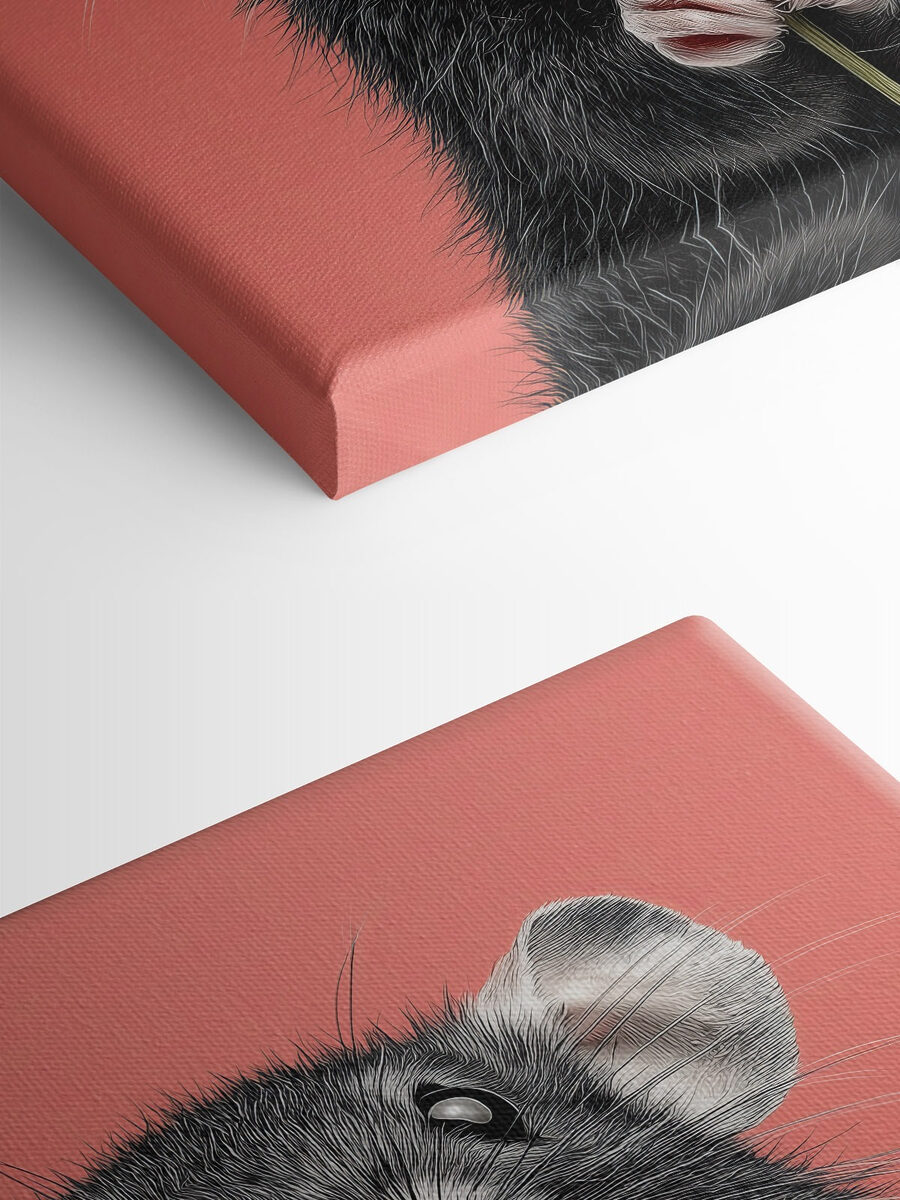 Souris tenant une fleur