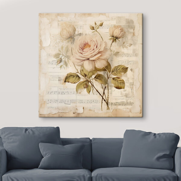 Peinture de fleurs sur une feuille de musique Peinture de fleurs sur une feuille de musique