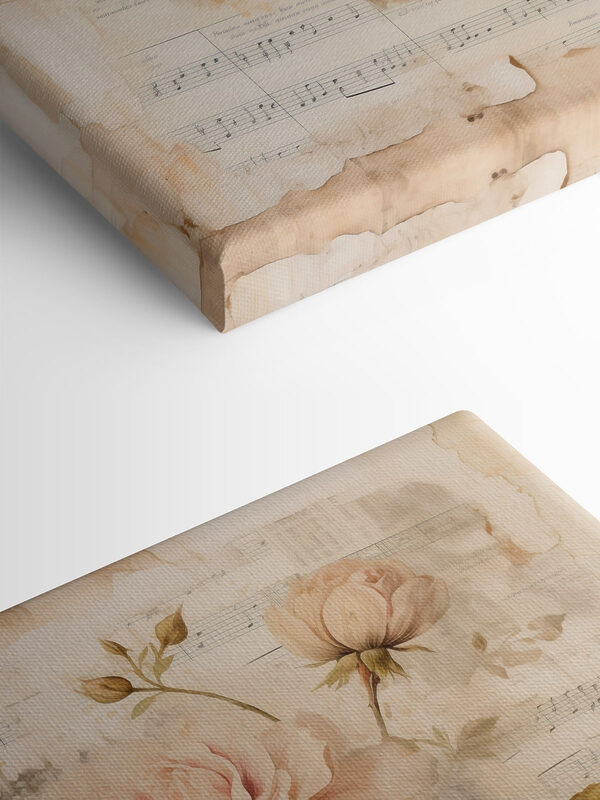 Peinture de fleurs sur une feuille de musique Peinture de fleurs sur une feuille de musique