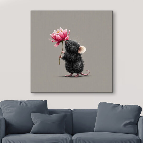Souris tenant une fleur Souris tenant une fleur