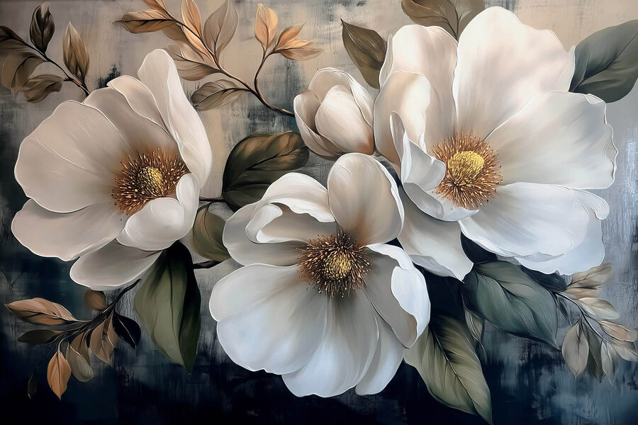 Peinture de fleurs blanches