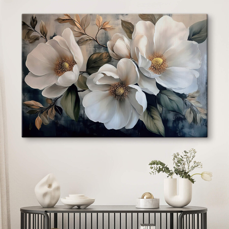 Peinture de fleurs blanches
